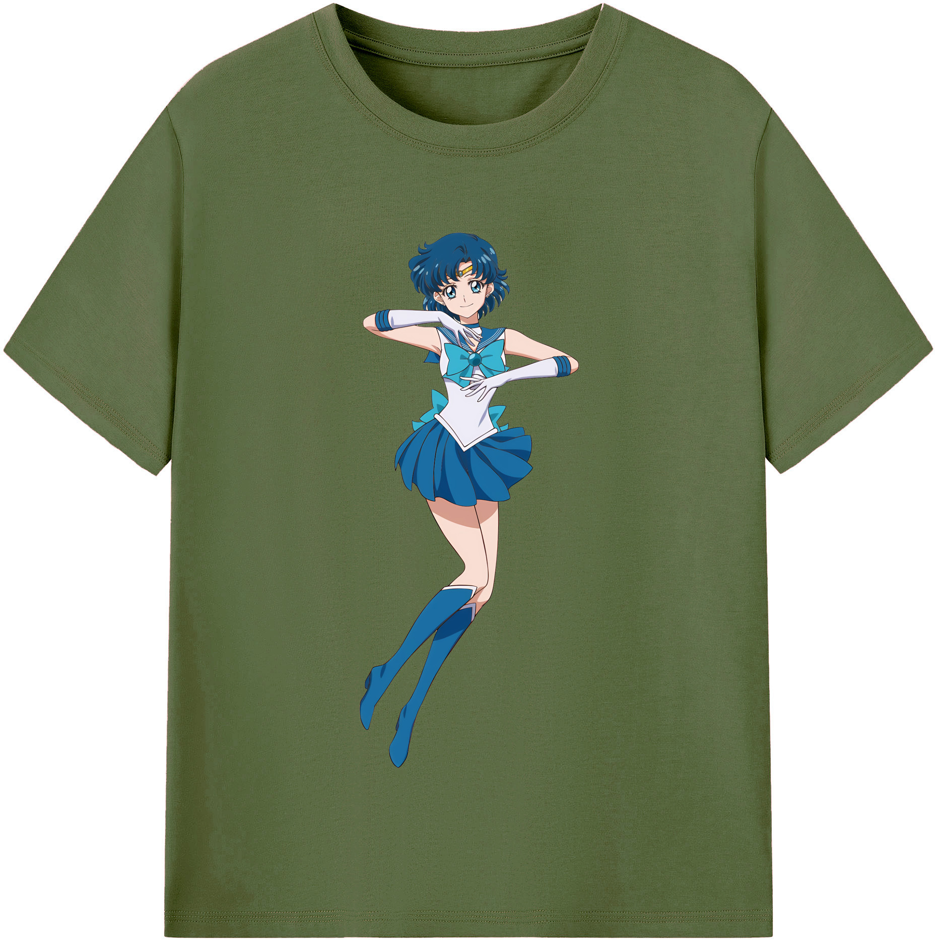 （画像用） 美少女戦士セーラームーン 水野 亜美 みずの あみ Sailor Moon Mizuno Ami 綿100％半袖Tシャツ（フロントプリント）